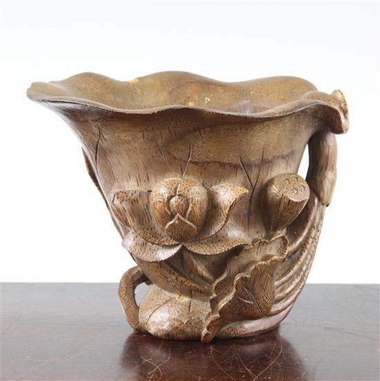 A Chinese bamboo libation cup, 10.5cm